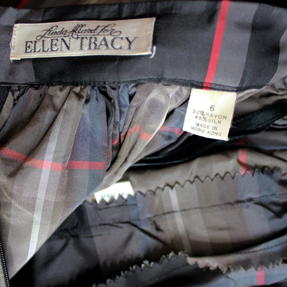 Vintage Silk Blend Plaid Ball Skirt Full Pleated Long Midi Maxi Ellen Tracy - Picture 6 of 9